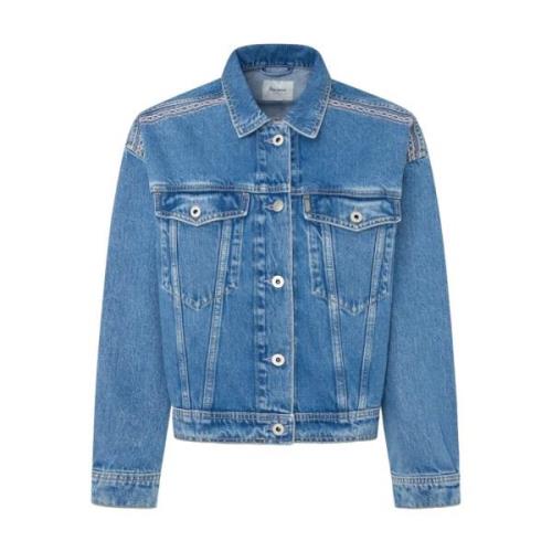 Pepe Jeans Denimjacka Avslappnad Passform Blå Blue, Dam