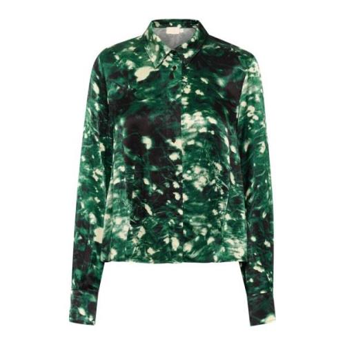 Soaked in Luxury Rain Forest Splash Print Skjortblus Green, Dam