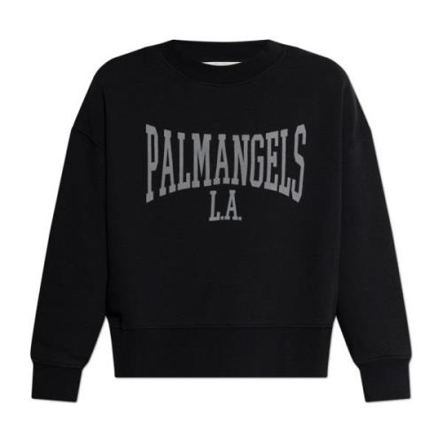 Palm Angels Sweatshirt med logotyp Black, Dam