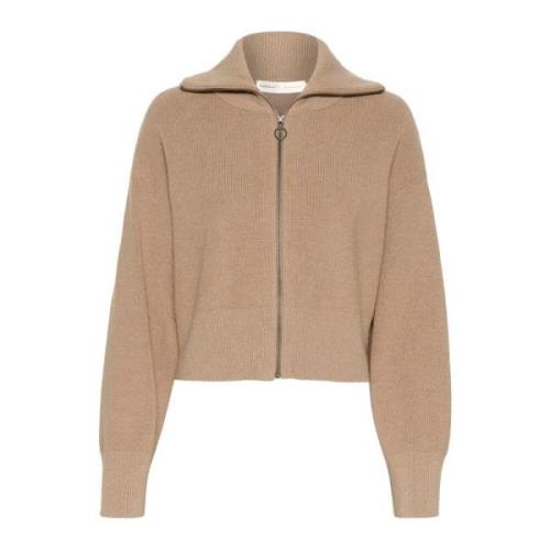 InWear Grå Melange Cardigan med Dragkedja Beige, Dam