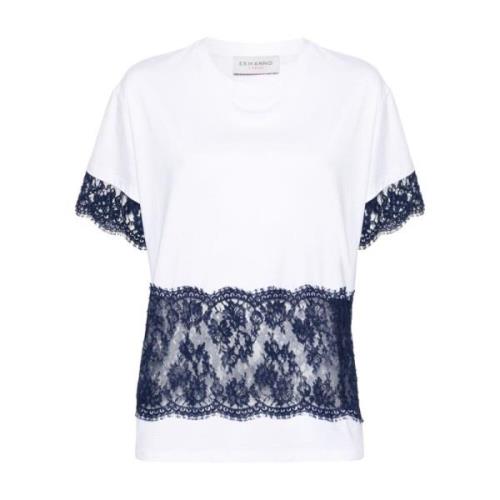 Ermanno Scervino Optisk Vit Marinblå T-shirt White, Dam