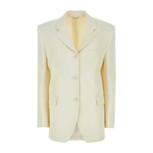 Magda Butrym Oversize Ivory Ullblandning Blazer White, Dam