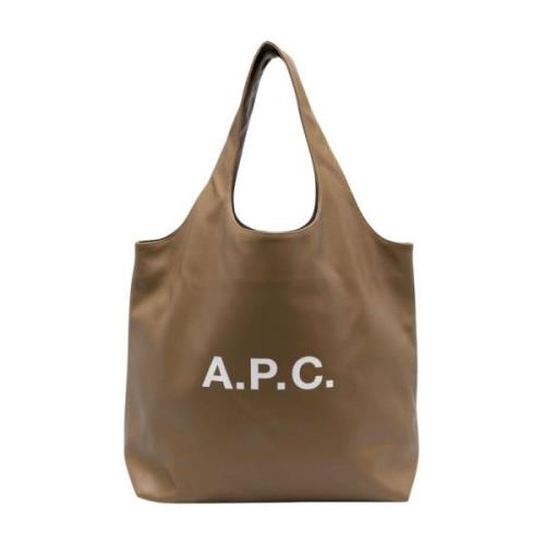 A.p.c. Tote Bag Ninon Grå Slät Läder Brown, Dam