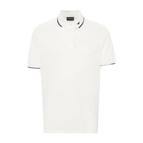 Emporio Armani Randig Kant Logo Pikétröja White, Herr