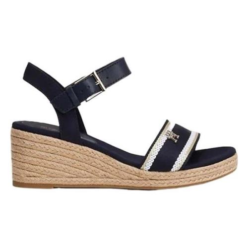 Tommy Hilfiger Webbing Wedge Platform Sandaler Blue, Dam