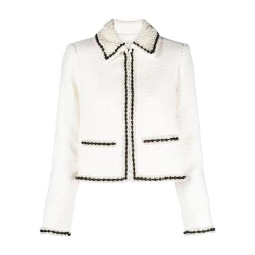 Alice + Olivia Vit Tweedjacka med Pärlor White, Dam