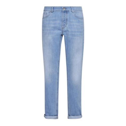 Brunello Cucinelli Ljusblå Denim Tapered Jeans Blue, Herr