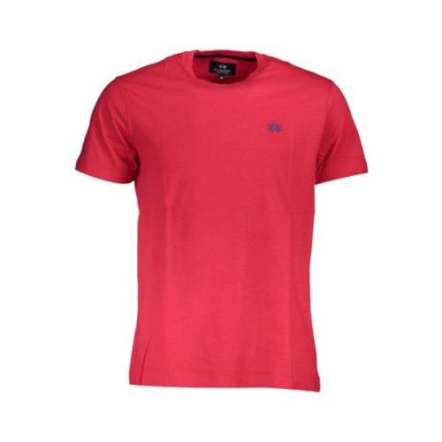 La Martina Elegant bomullst-shirt med brodyr Red, Herr