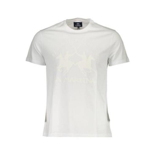 La Martina Elegant vit T-shirt med rund hals och signaturtryck White, ...