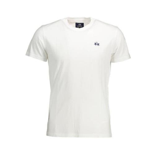 La Martina Elegant vitt broderat T-shirt för män White, Herr