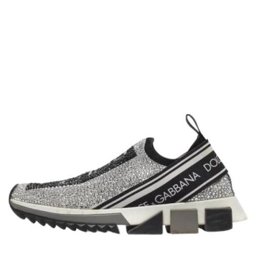 Dolce & Gabbana Pre-owned Pre-owned Tyg sneakers Gray, Dam