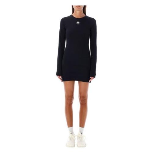 Marine Serre Svart Moon Logo Mini Klänning Aw24 Black, Dam