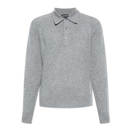 Tom Ford Polo Sweater Gray, Herr