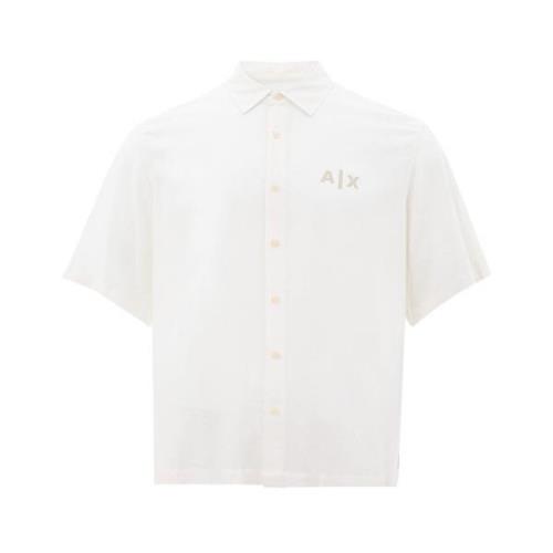 Armani Exchange Elegant vitt viskos skjorta män White, Herr