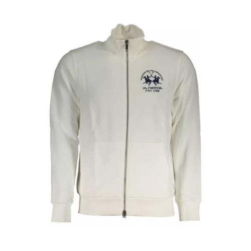 La Martina Elegant vit zip-up sweatshirt med brodyr White, Herr