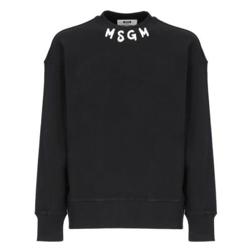 Msgm Svart Bomulls Sweatshirt med Logotyp Black, Herr