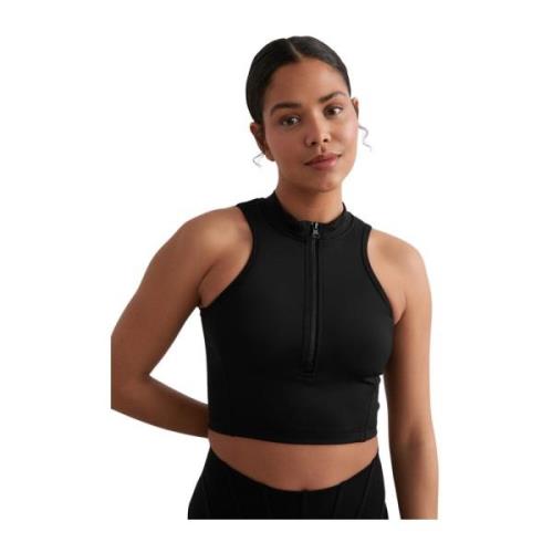 Aim'n Black Sculpting Racer Front Zip Top Black, Dam