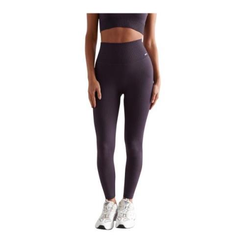 Aim'n Plum Ribbed Seamless Tights Purple, Dam