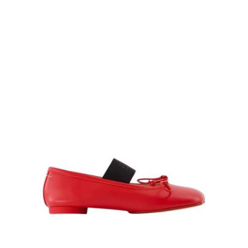 MM6 Maison Margiela Röda Läder Ballett Ballerinor Red, Dam