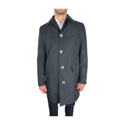 Aquascutum Tidlös marinblå trenchcoat för elegant stil Blue, Herr