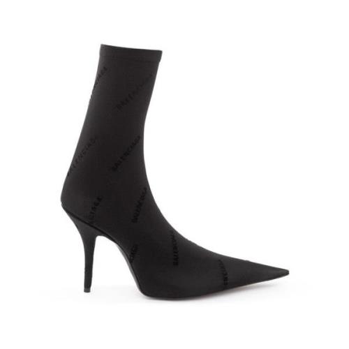 Balenciaga Elegant Svart Statement Stövlar i Spandex Black, Dam