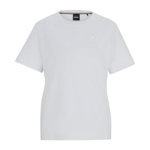 Boss Vit T-shirt med dubbel monogram White, Dam