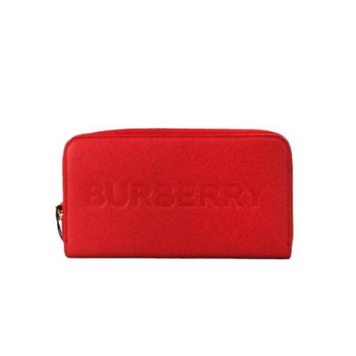 Burberry Präglad Röd Logo Continental Clutch Plånbok Red, Dam