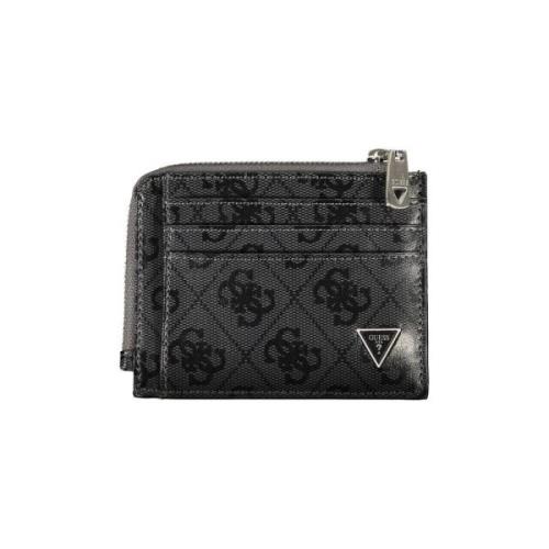 Guess Elegant svart lderplnbok med kontrasterande accenter Black, Herr