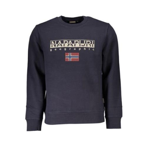 Napapijri Blå Fleece Tröja med Rund Hals Blue, Herr