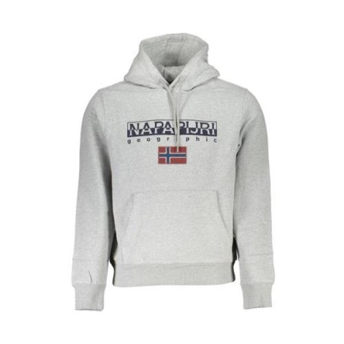 Napapijri Grå huva fleece sweatshirt Gray, Herr