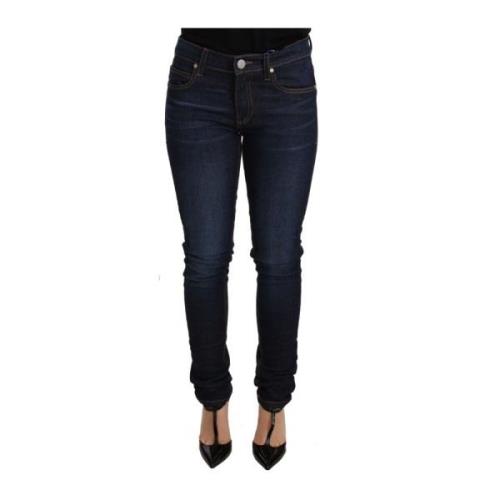 Versace Jeans Couture Låg Midja Skinny Designer Jeans Blue, Dam