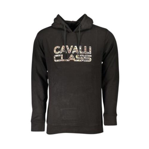 Cavalli Class Svart Bomull Huvtröja med Logotyptryck Black, Herr