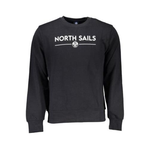 North Sails Svart Bomullssweatshirt med Logotyptryck Black, Herr