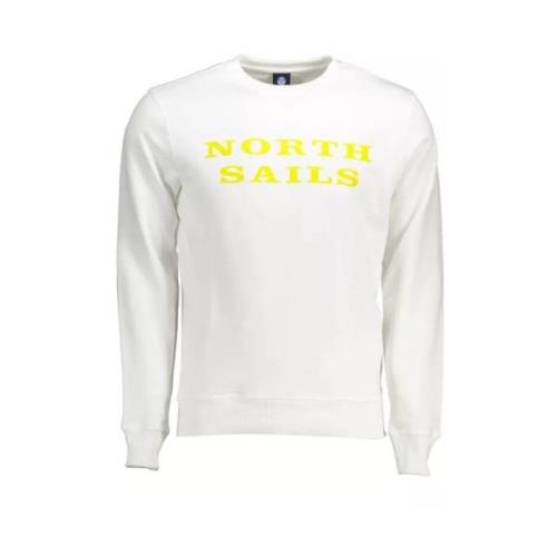 North Sails Vit Bomull Crewneck Tröja White, Herr