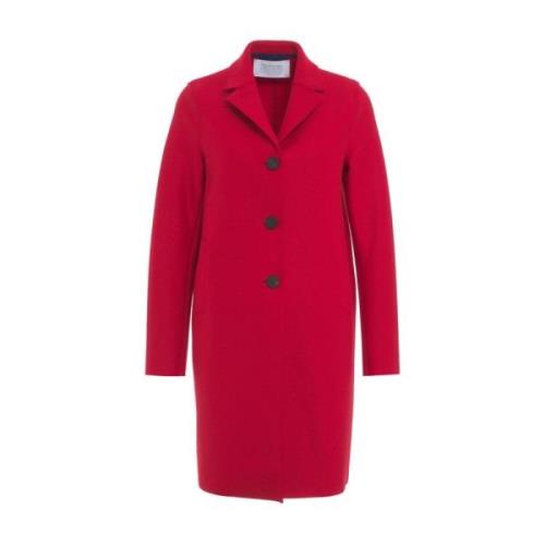 Harris Wharf London Röd Enkelknäppt Ullrock Aw24 Red, Dam