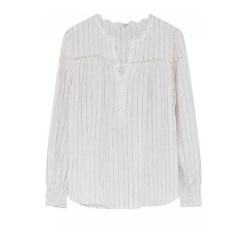 Gustav Feminin Blus med Spetsdetaljer White, Dam