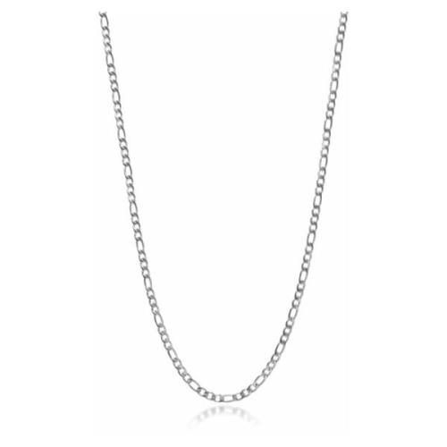 Nialaya Mens Silver Figaro Chain in 3mm Gray, Herr