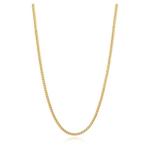 Nialaya Mens Squared Gold Chain Yellow, Herr