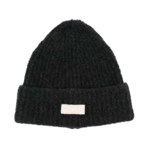 Autry Grå Ull Logo Patch Beanie Mössa Gray, Herr