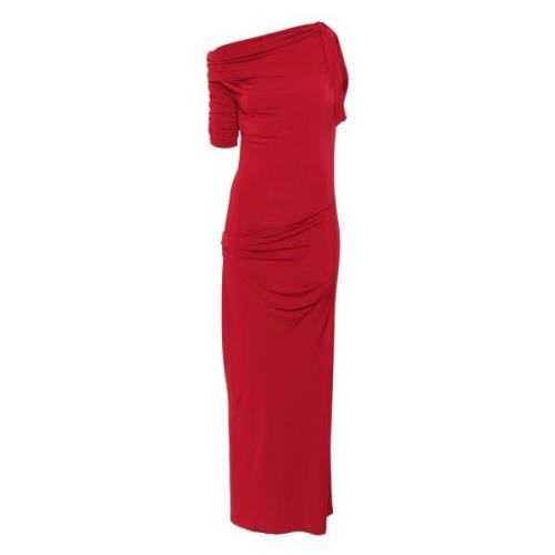 Jacquemus Draped Midi Klänning Mörkröd Red, Dam