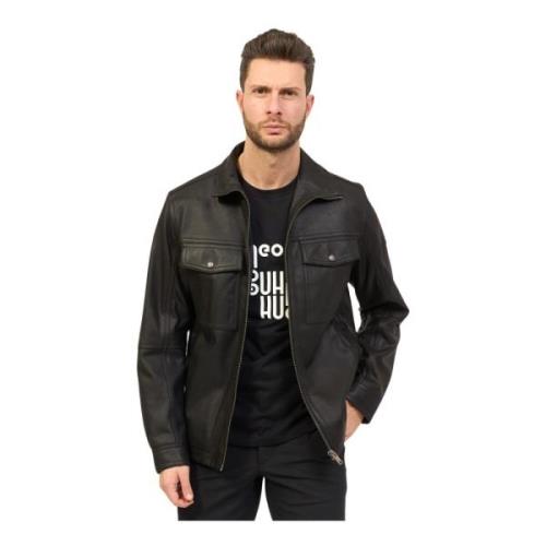 Boss Svart Casual Jacka Fullzip Fickor Black, Herr