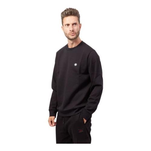 Boss Bomull Crewneck Logo Sweatshirt Svart Black, Herr