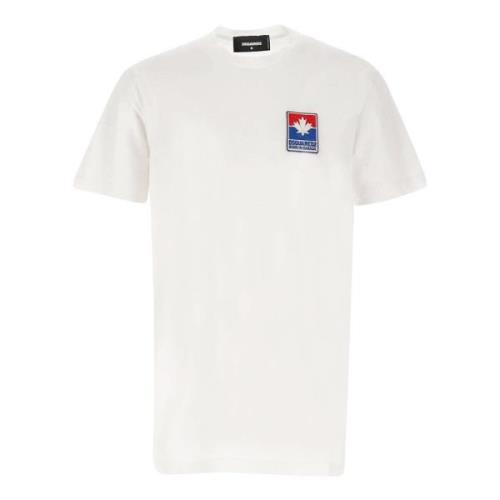 Dsquared2 Vit Bomull Logo T-shirt Rund Hals Kort Ärm White, Herr