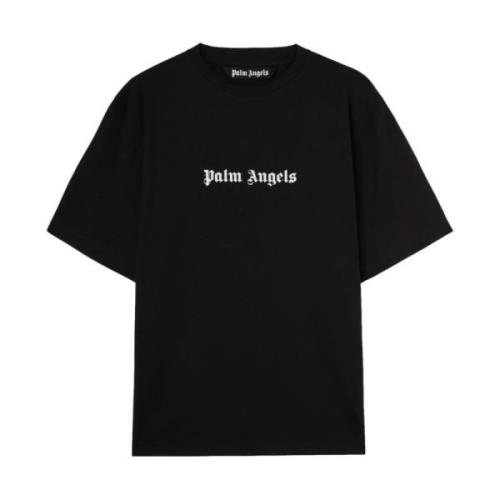 Palm Angels Logo Print Crew Neck T-shirts Black, Herr