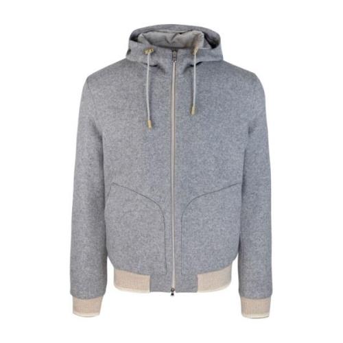 Lubiam Grå Zip Hoodie Ullblandning Gray, Herr