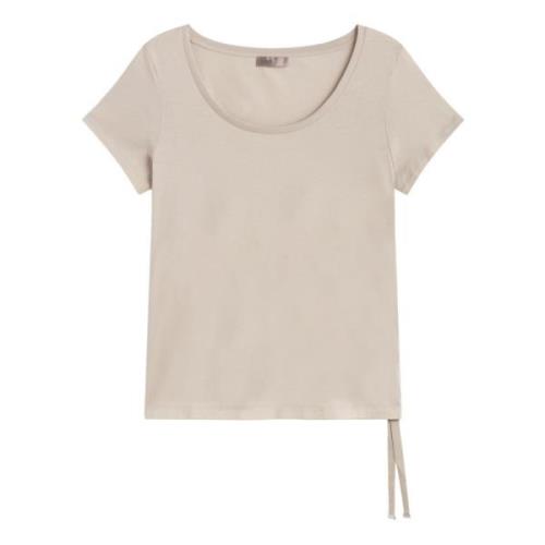 Herno Glam Knit Effect Bomull T-shirt Beige, Dam