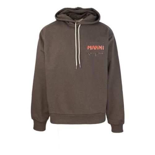 Marni Brun hoodie med logodetaljer Brown, Herr