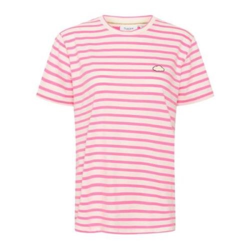 Saint Tropez Randig T-shirt Chateau Rose Pink, Dam