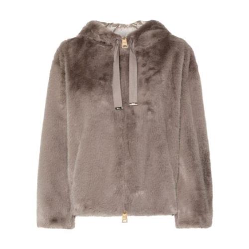 Herno Faux-Fur Dove Grey Coat Gray, Dam