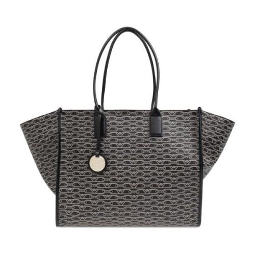 Emporio Armani Shopper väska med monogram Black, Dam